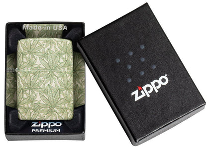 Zippo Cannabis Leaf Design, 540° Matte Finish Windproof Lighter #49804