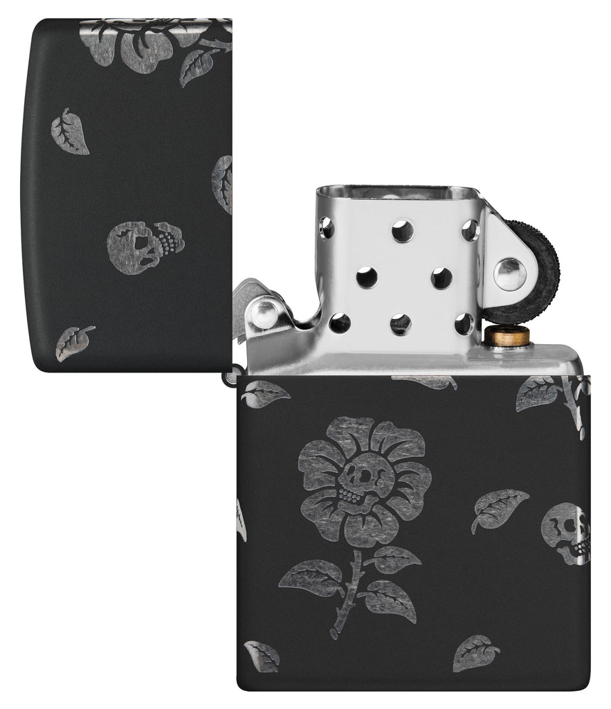 Zippo Flower Skulls 360 Design, Black Matte Lighter #48931