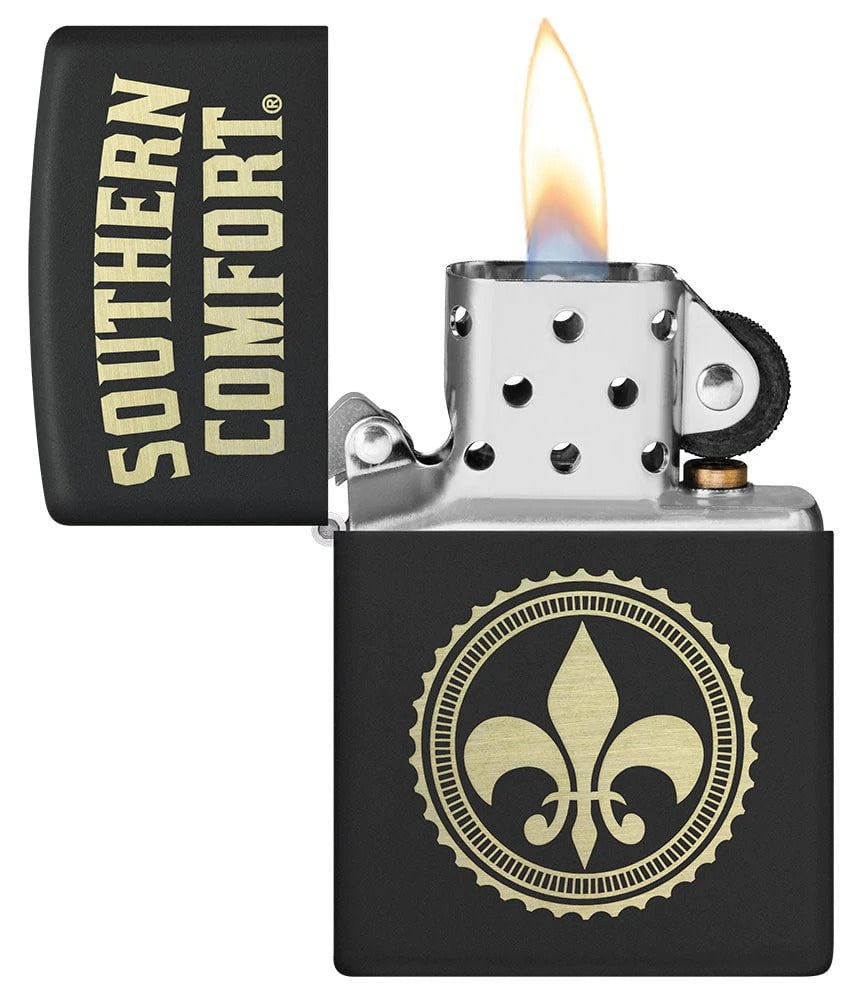 Zippo Southern Comfort Laser Engrave, Black Matte Finish Windproof Lighter #49834