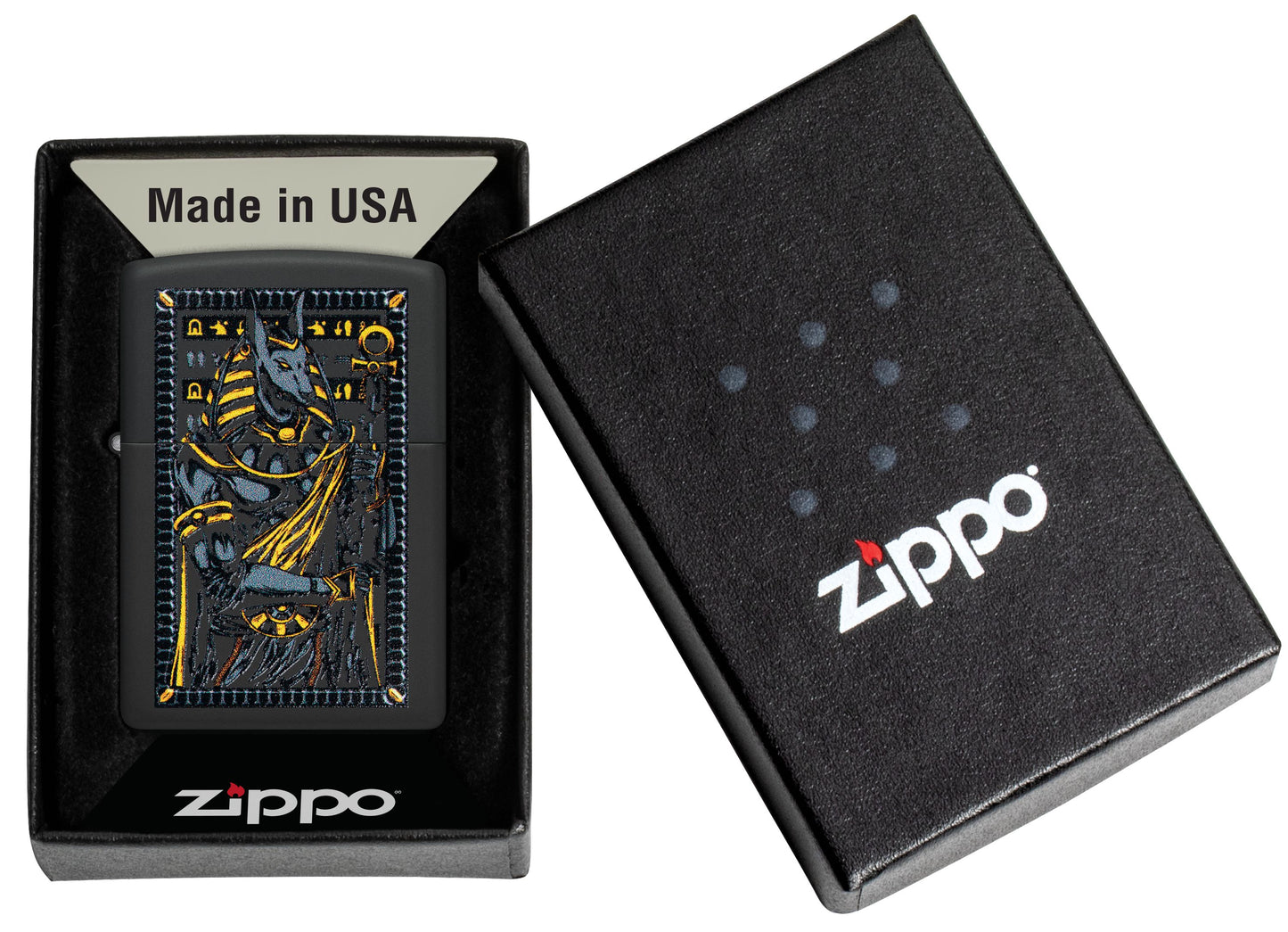 Zippo Egyptian Anubis Mythological Design, Black Matte Lighter #46245