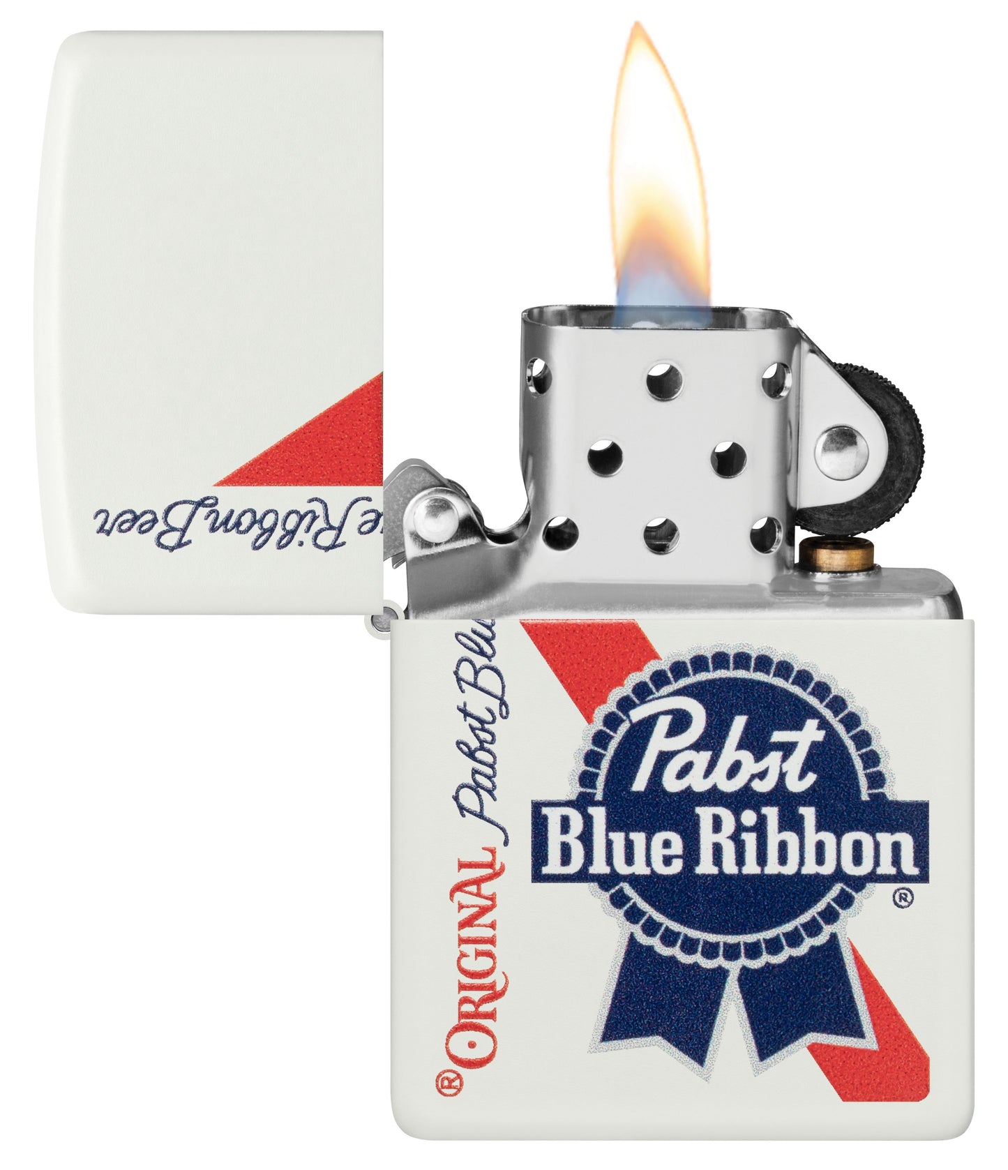 Zippo Pabst Blue Ribbon Beer, White Matte Color Image Lighter #48746