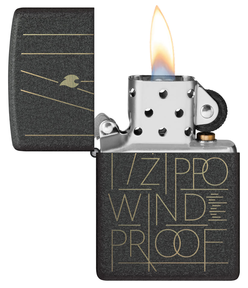 Zippo Line Art Zippo Design, Black Crackle Lighter #46172