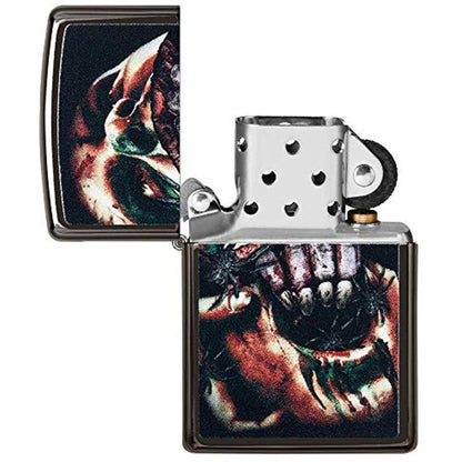 Zippo Split Face Zombie Design, High Polish Black Lighter #49117