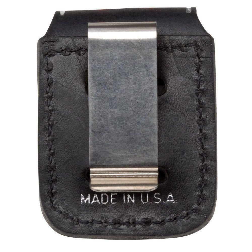 Zippo Clip-On Black Leather Pouch, For Zippo Lighters, Metal Belt Clip LPCBK #67012
