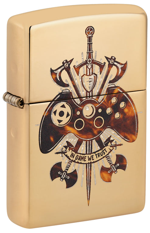 Zippo Gamer Creed Design, High Polish Brass Lighter #46141