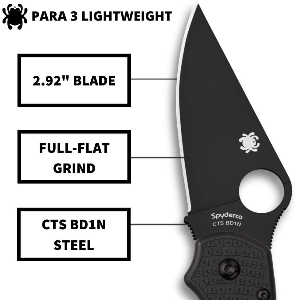 Spyderco Paramilitary 3 G-10 Black Folding Knife #C223PBBK