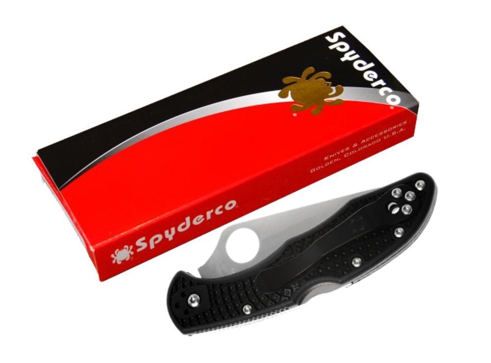 Spyderco Delica 4 Knife, Combo Blade, FRN Handle, Black #C11PSBK