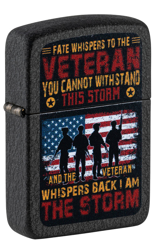 Zippo Veteran The Storm, Black Crackle Lighter #47274
