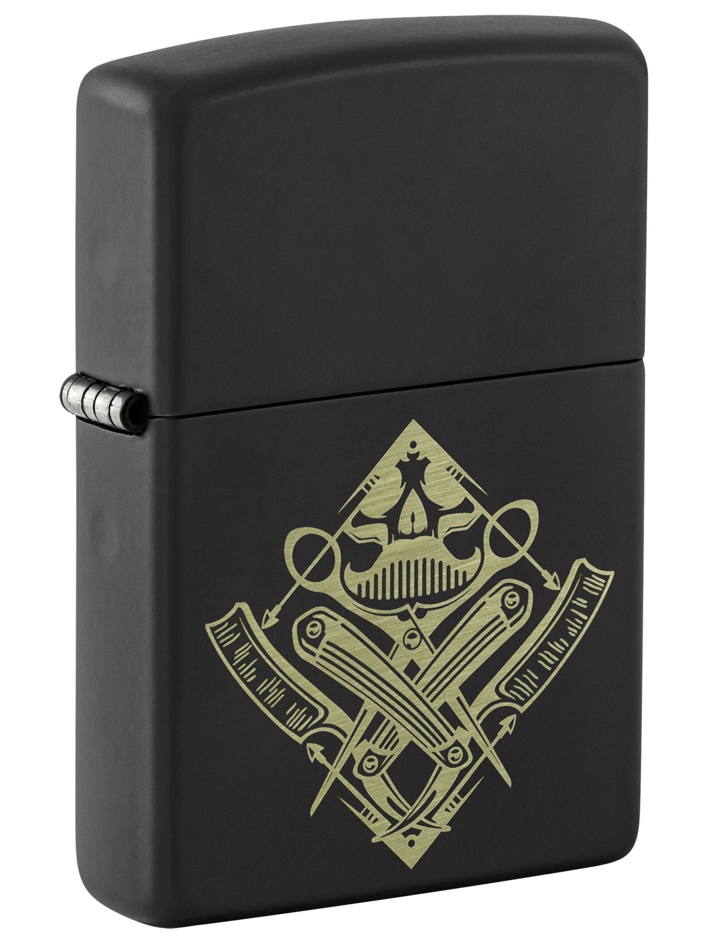 Zippo Barber Skull Emblem, Black Matte Lighter #48839