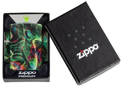 Zippo Psychedelic Glow-in-the-Dark Green 540 Color Lighter #48774