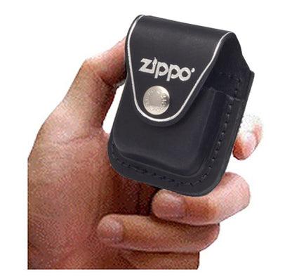 Zippo Clip-On Black Leather Pouch, For Zippo Lighters, Metal Belt Clip LPCBK #67012
