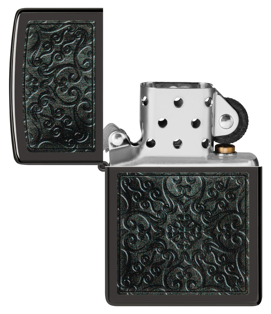 Zippo Scrollwork Pattern Design, High Polish Black #48961