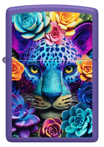 Zippo Leopard Roses, Purple Matte Lighter #47449
