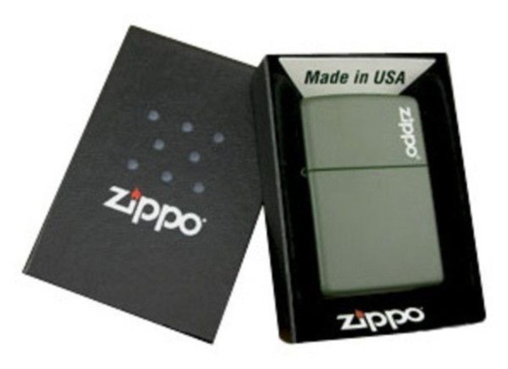 Zippo Green Matte Lighter, w/Logo #221ZL