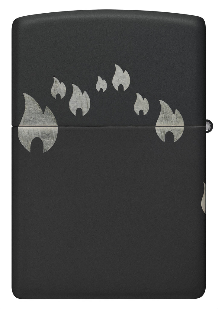 Zippo Flame and Logo Laser Engraved 360 Design, Black Matte Lighter #48980