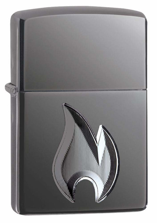 Zippo Flame Design, Deep Carved Emblem, Black Ice Armor, Genuine Lighter #29928