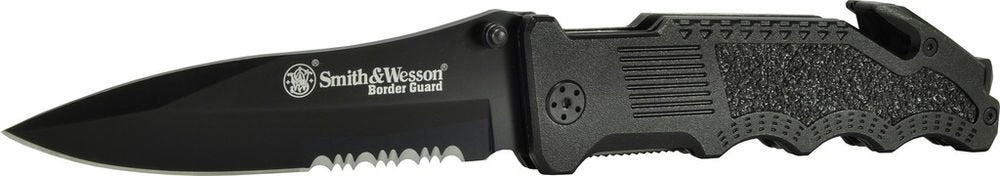 Smith & Wesson Border Guard 4.25" Serrated Blade, Carbon Black EDC Knife #SWBG1S