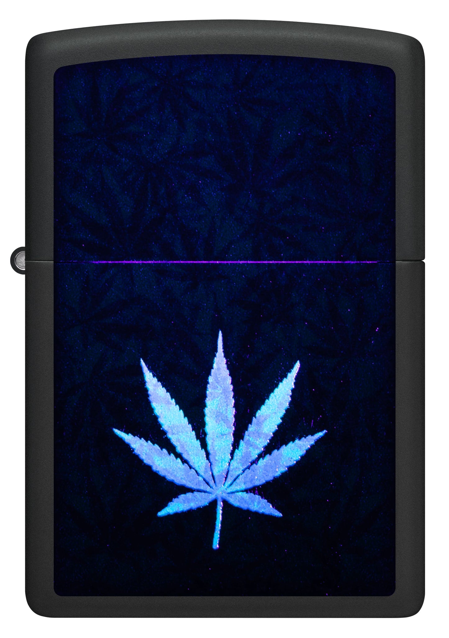 Zippo Cannabis Leaves Black Light Design, Black Matte Lighter #48736