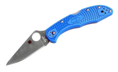 Spyderco Delica Knife, Flat Ground Blade, Blue VG-10 FRN Handle #C11FPBL