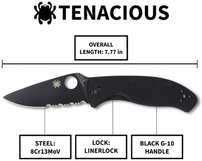 Spyderco Tenacious Folding Pocket Knife #C122GBBKPS