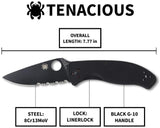 Spyderco Tenacious Folding Pocket Knife #C122GBBKPS