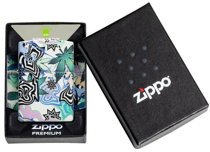 Zippo Abstract Cannabis Design, Glow in the Dark 540 Lighter #46562