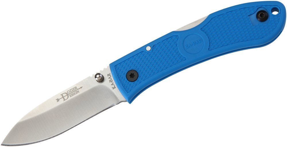 Ka-Bar Dozier Folding Hunter Knife, Thumb Stud, Blue #4062BL