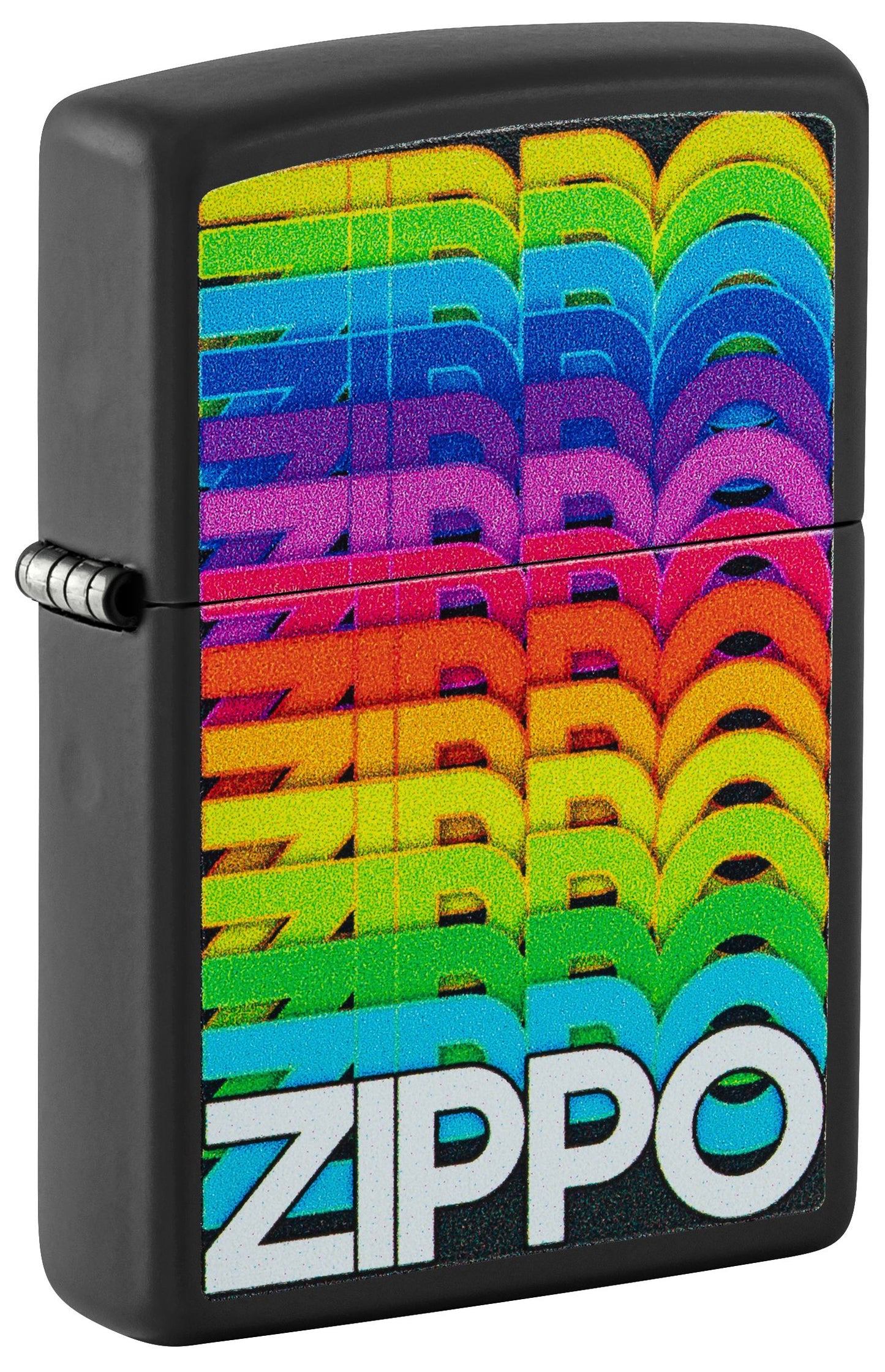 Zippo Rainbow Logo Design, Black Matte Lighter #46234