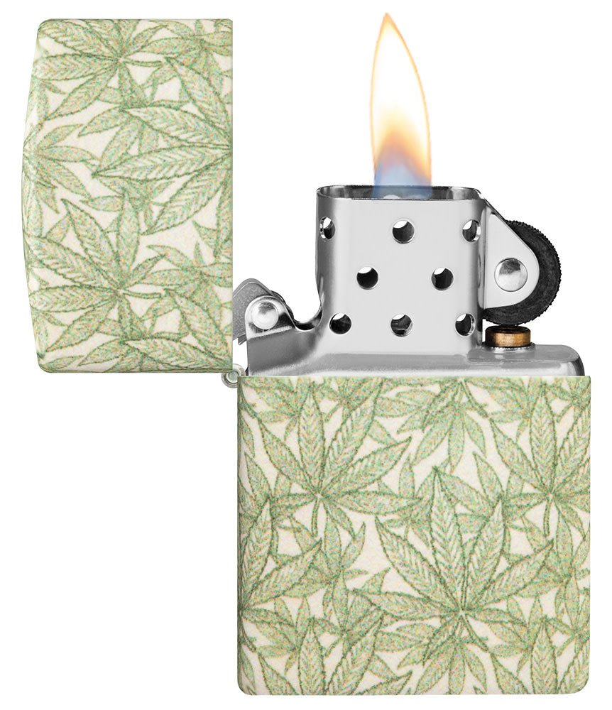 Zippo Cannabis Leaf Design, 540° Matte Finish Windproof Lighter #49804