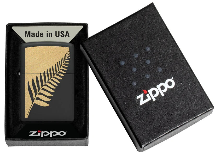 Zippo Fern Pattern, Black Matte Lighter #46473