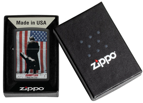 Zippo Johnny Cash I Walk The Line USA Design, Black Matte Lighter #46166