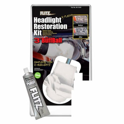 Flitz Headlight & Plastic Restoration Kit, Washable/Reusable #HR31501