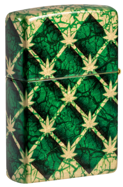 Zippo Cannabis Design, 540 Tumbled Brass Fusion Lighter #46265