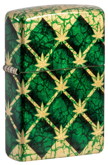 Zippo Cannabis Design, 540 Tumbled Brass Fusion Lighter #46265