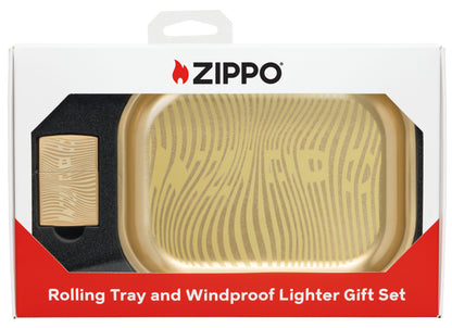 Zippo Rolling Tray and Lighter Gift Set, High Polish Brass #47300