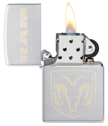 Zippo Ram Truck Automobile Logo, Satin Chrome Laser Engrave Lighter #48763