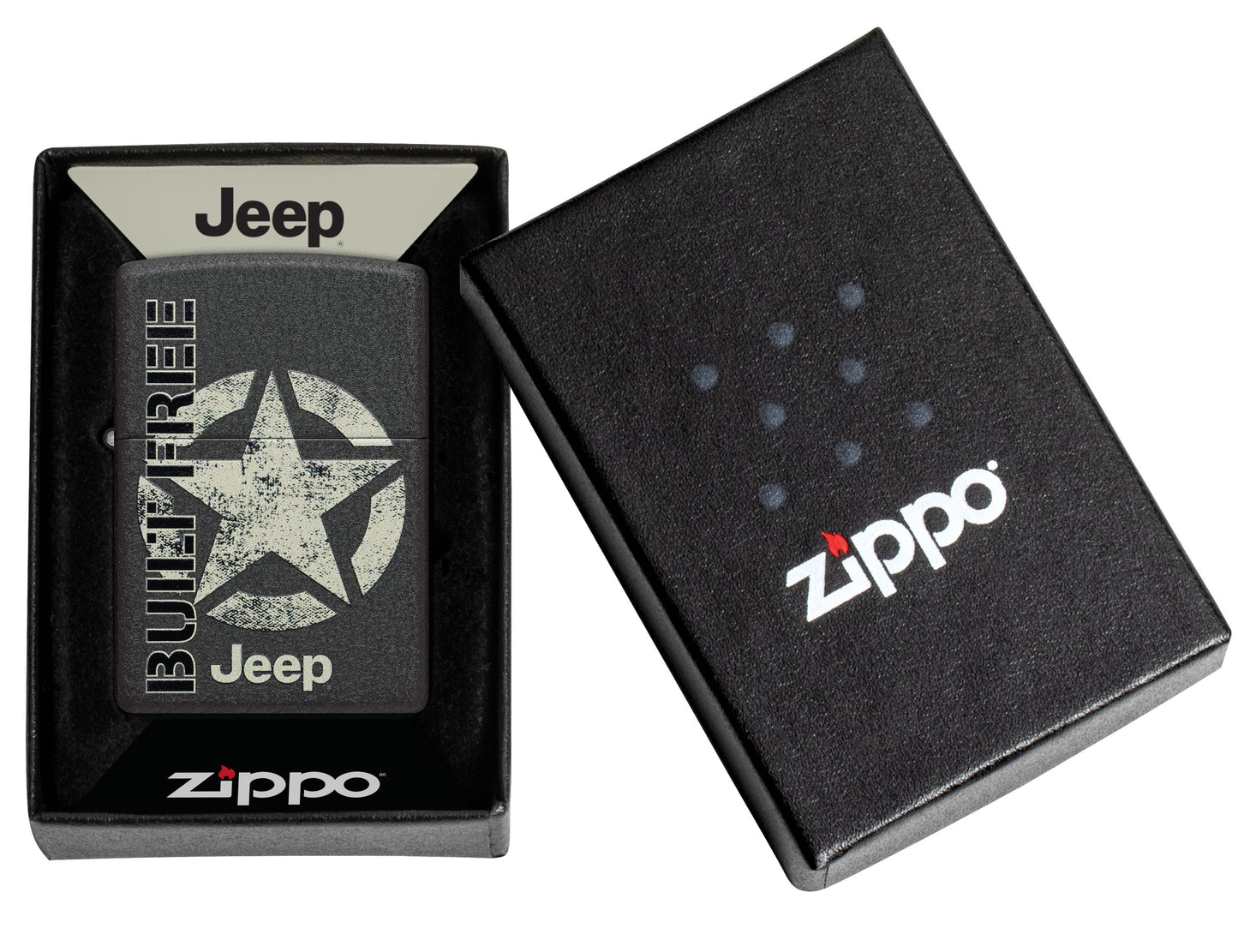 Zippo Jeep Built Free, Black Crackle Lighter #47412