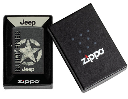 Zippo Jeep Built Free, Black Crackle Lighter #47412
