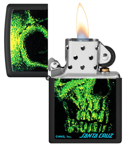 Zippo Santa Cruz Skateboards Skull Design, Black Matte Lighter #48743