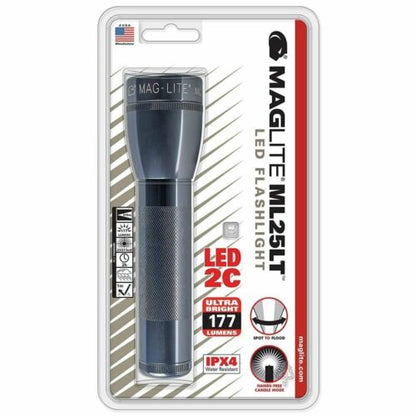 MAGLITE ML25LT, LED Flashlight, 2 Cell C Flashlight, Gray #ML25LT-S2096