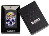 Zippo Psychedelic Skull Black Light Design, Black Matte Lighter #48737