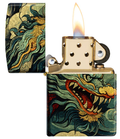 Zippo Dragon Fusion Design 540 Fusion Tumbled Brass Lighter #46705