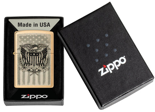 Zippo American Crest United We Stand, Brushed Brass Lighter #46230