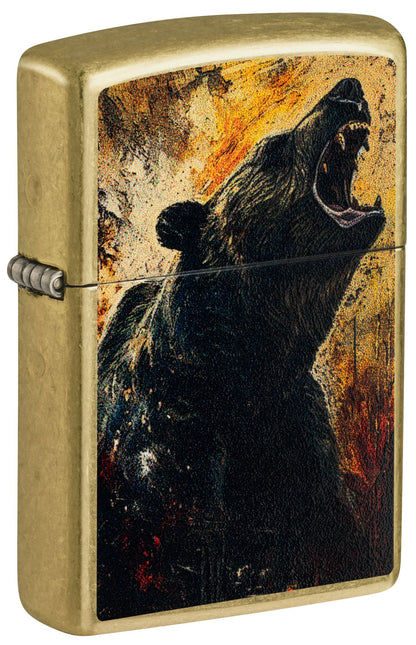 Zippo Roaring Bear Design, Street Brass Lighter #46695