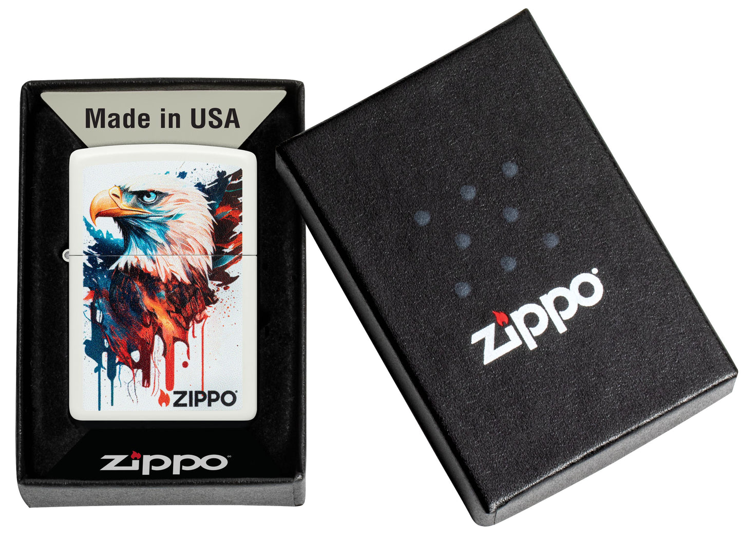 Zippo Bald Eagle USA Design, White Matte Lighter #46692