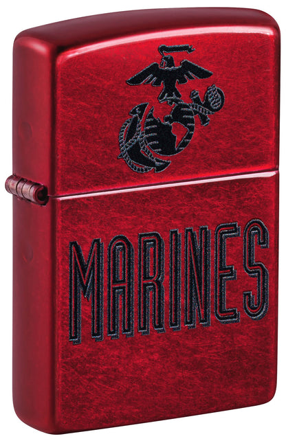 Zippo US Military Marines, Candy Apple Red Lighter #46418