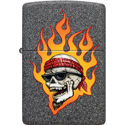 Zippo Rietveld Flaming Skull Iron Stone Lighter #46933