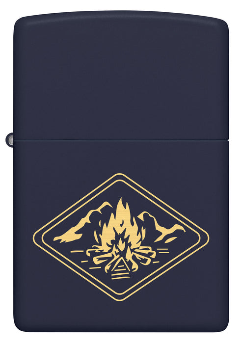 Zippo Campfire Laser Engrave Design, Navy Matte Lighter #46174