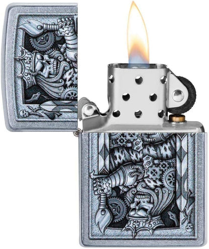 Zippo Steampunk King of Spades Design, Street Chrome Lighter #29877