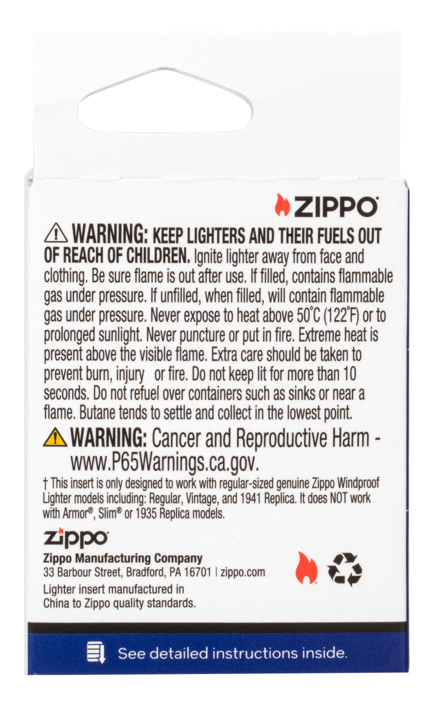 Zippo Double Torch Butane Lighter Insert, Blister Pack #65851